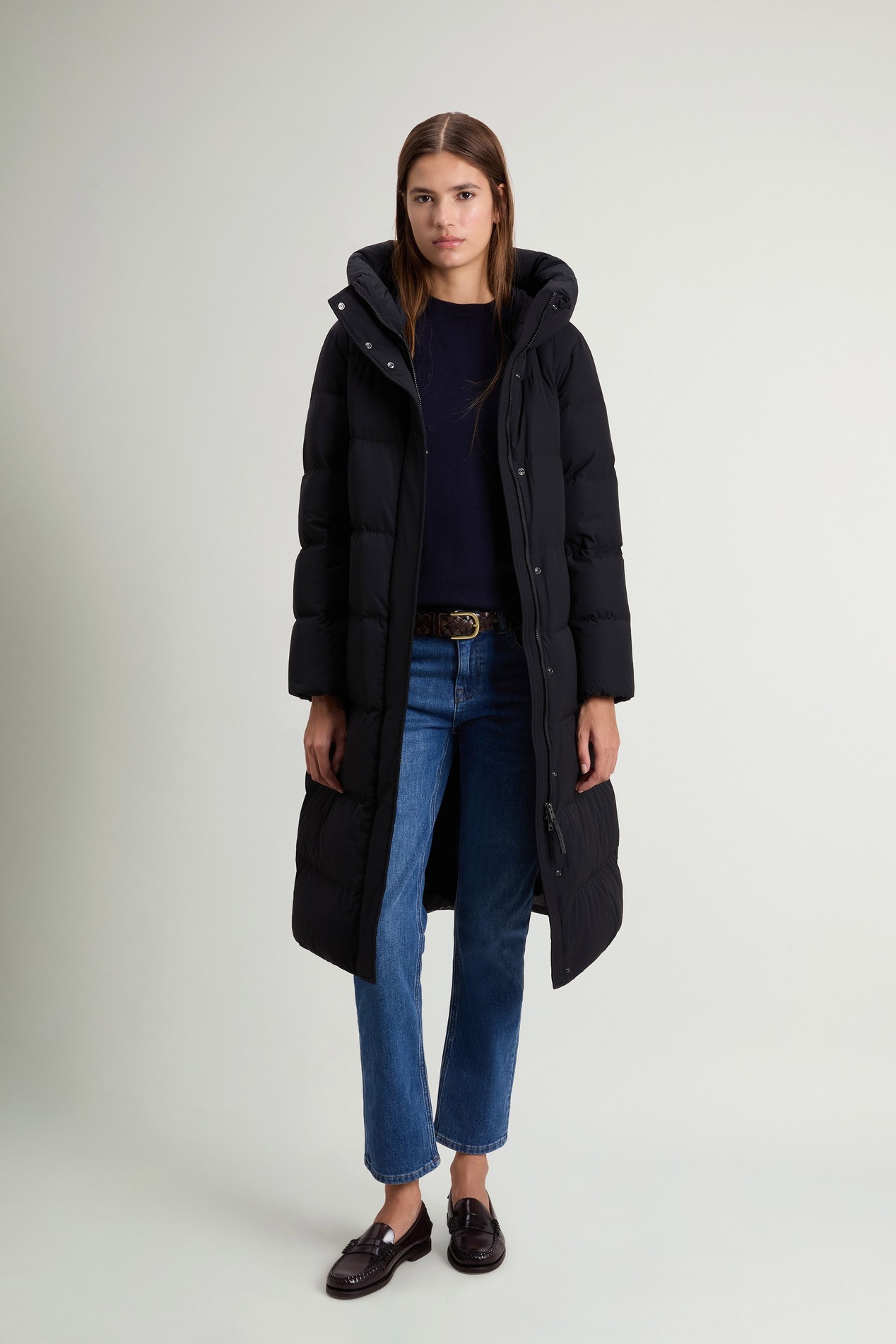 Madison Quilted Coat in Matte Stretch Nylon Black photo 2 | Woolrich