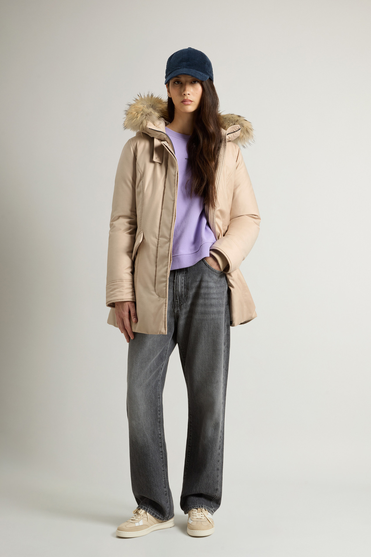 Arctic Parka in a Wool-Silk Blend Crafted Using a Loro Piana Fabric Beige photo 2 | Woolrich