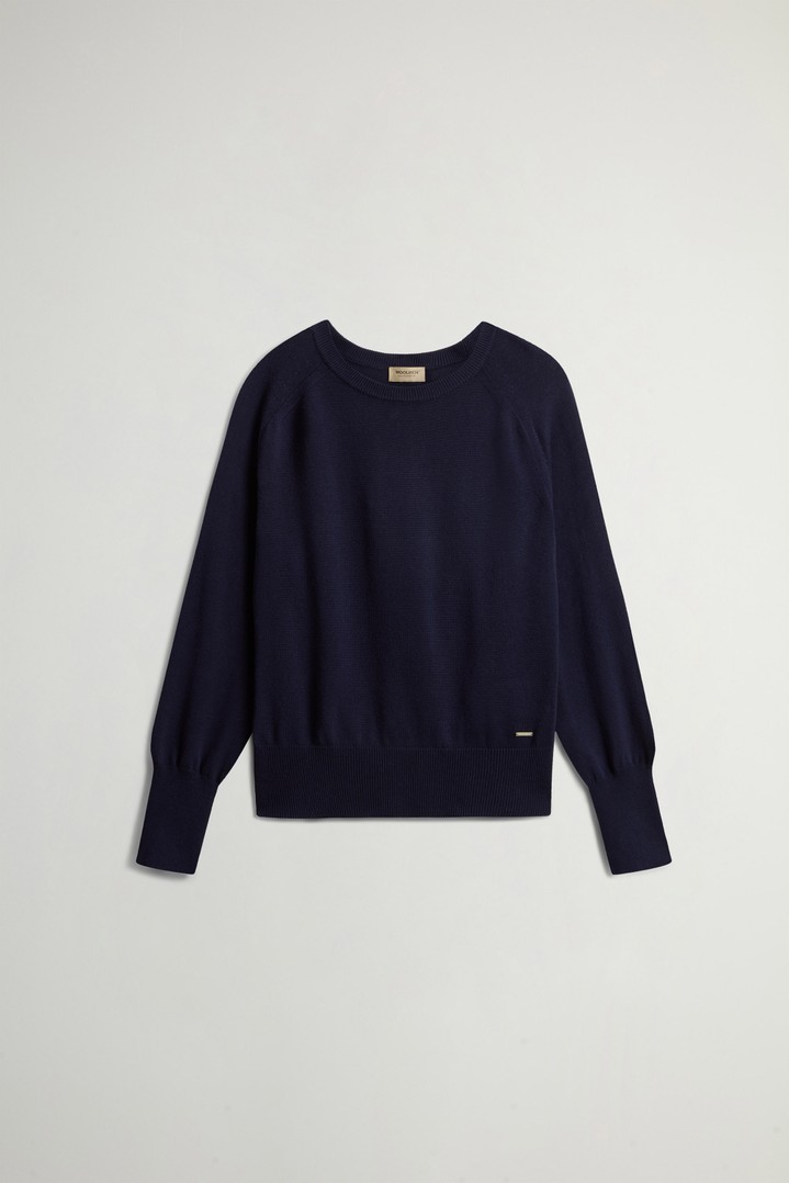 COTTON MODAL CREWNECK Blue photo 5 | Woolrich