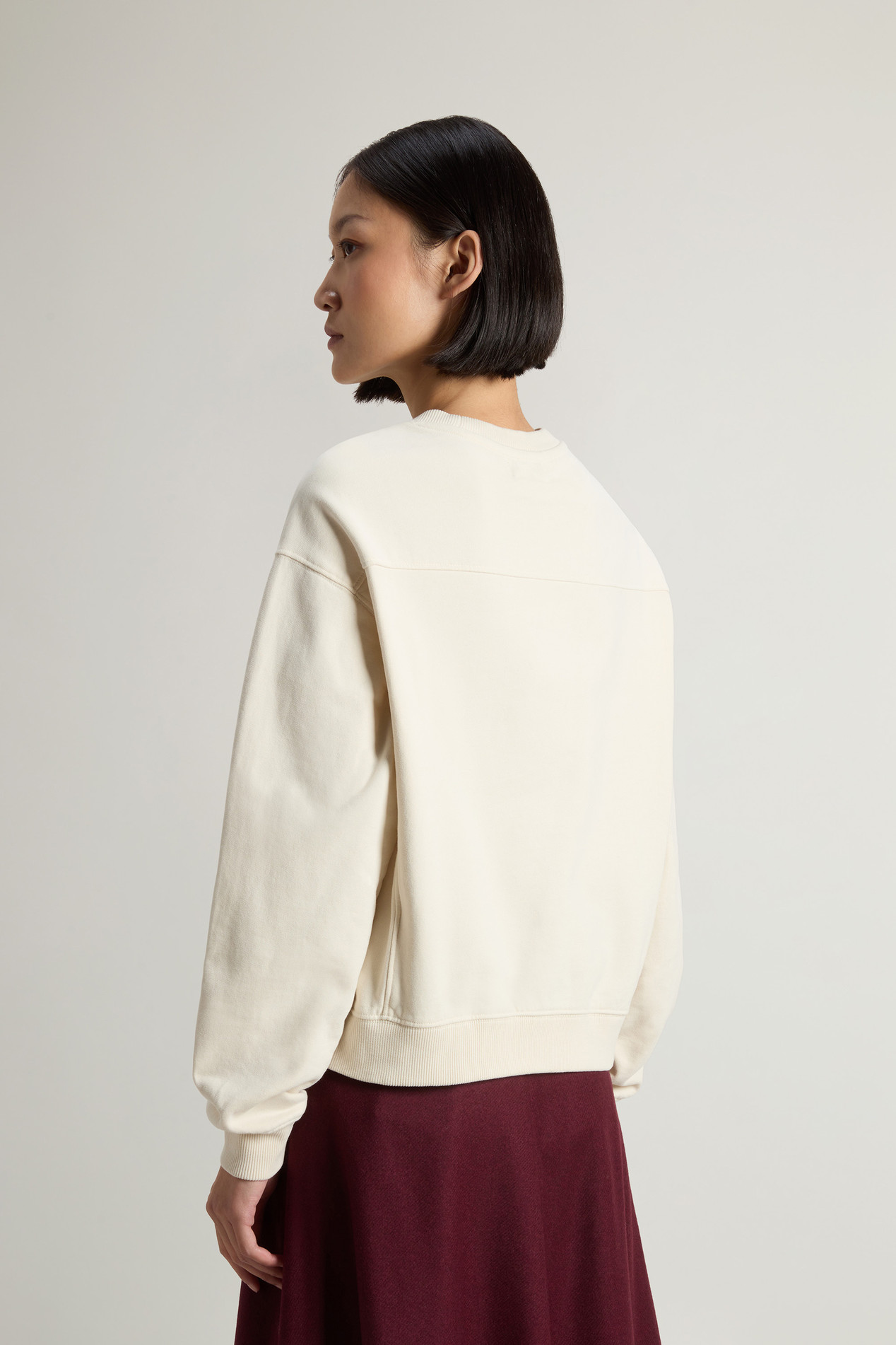 Crewneck Sweatshirt in Pure Cotton with Embroidered Logo White photo 3 | Woolrich