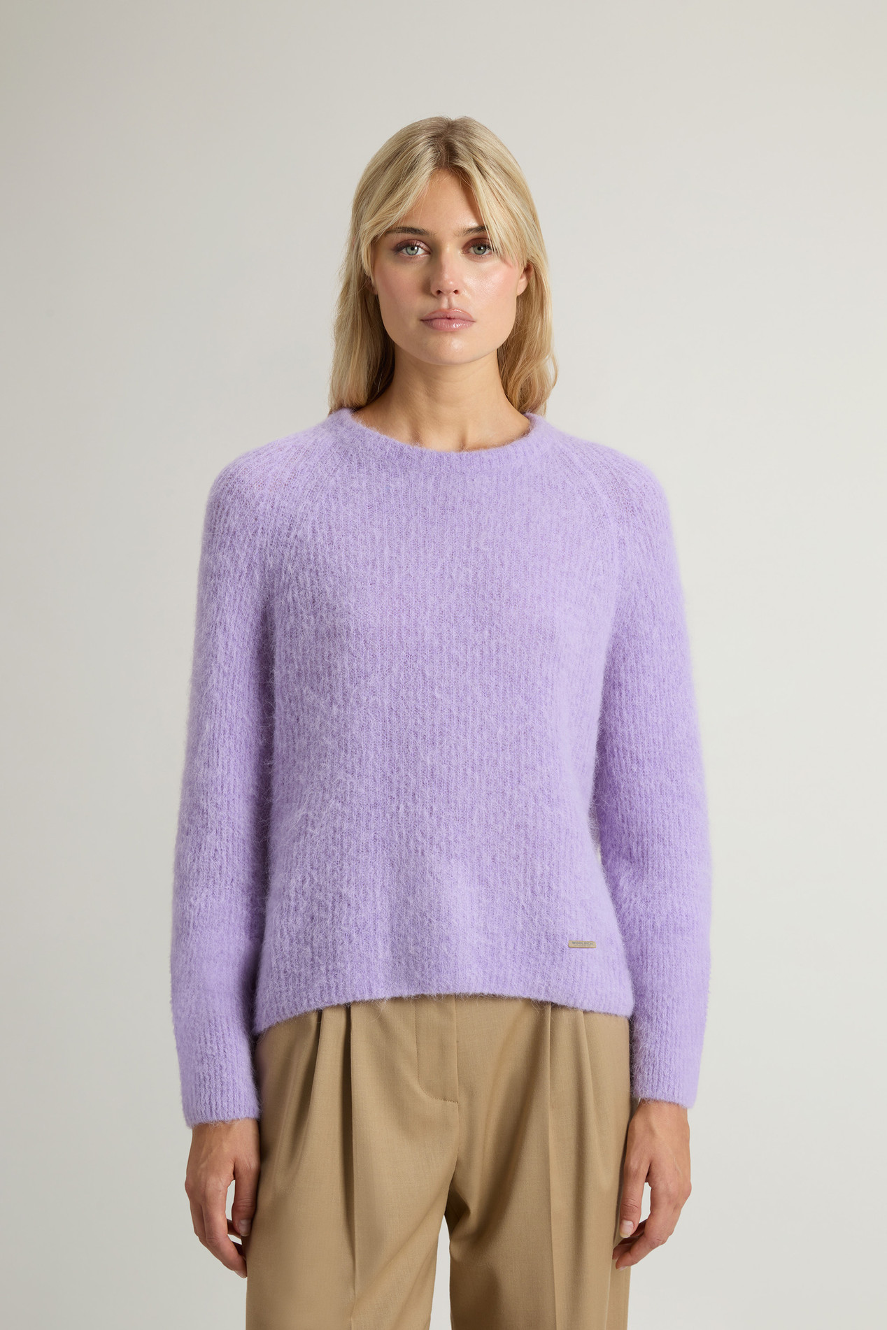 Garment-Dyed Crewneck Sweater in Alpaca and Wool Blend Purple photo 1 | Woolrich
