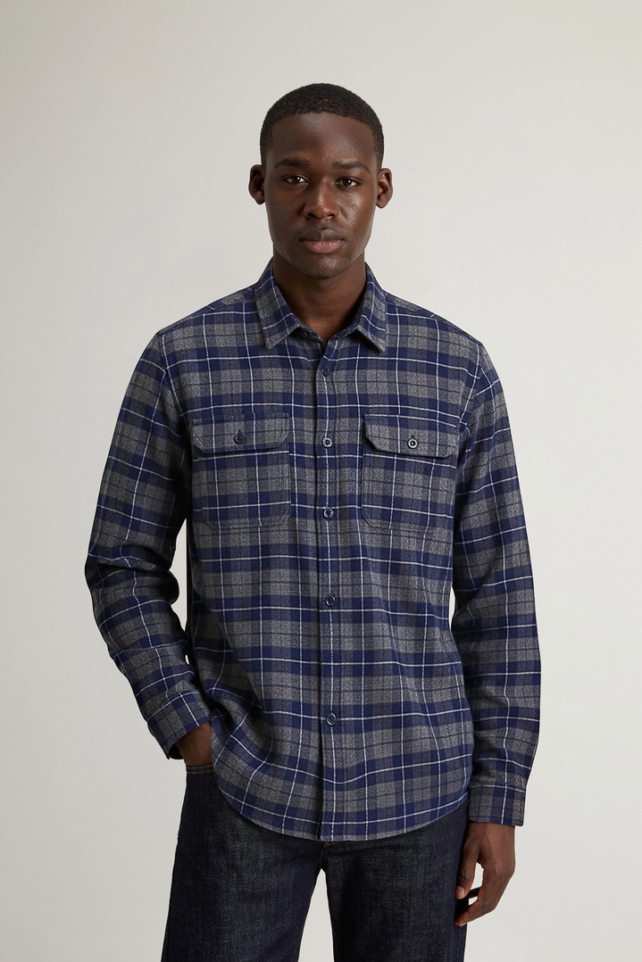 Pure Cotton Flannel Checked Shirt Blue photo 1 | Woolrich