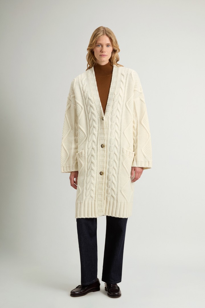 3GG ARAN LONG CARDIGAN White photo 1 | Woolrich
