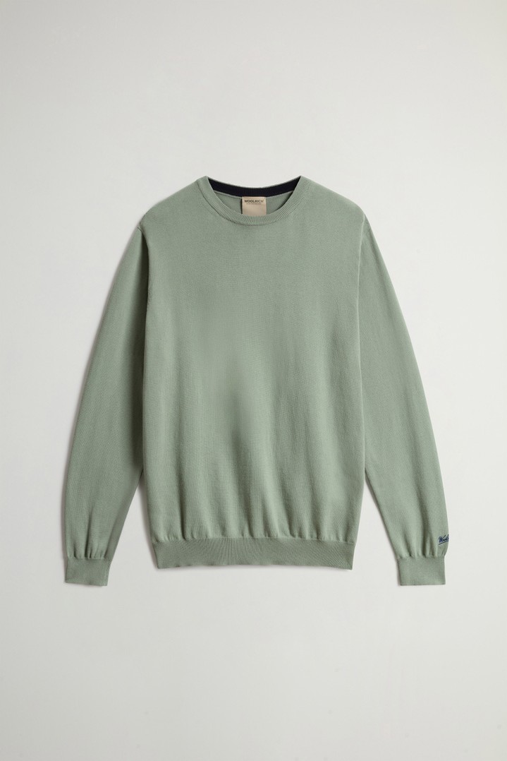 Crewneck Sweater in Pure Cotton Green photo 5 | Woolrich