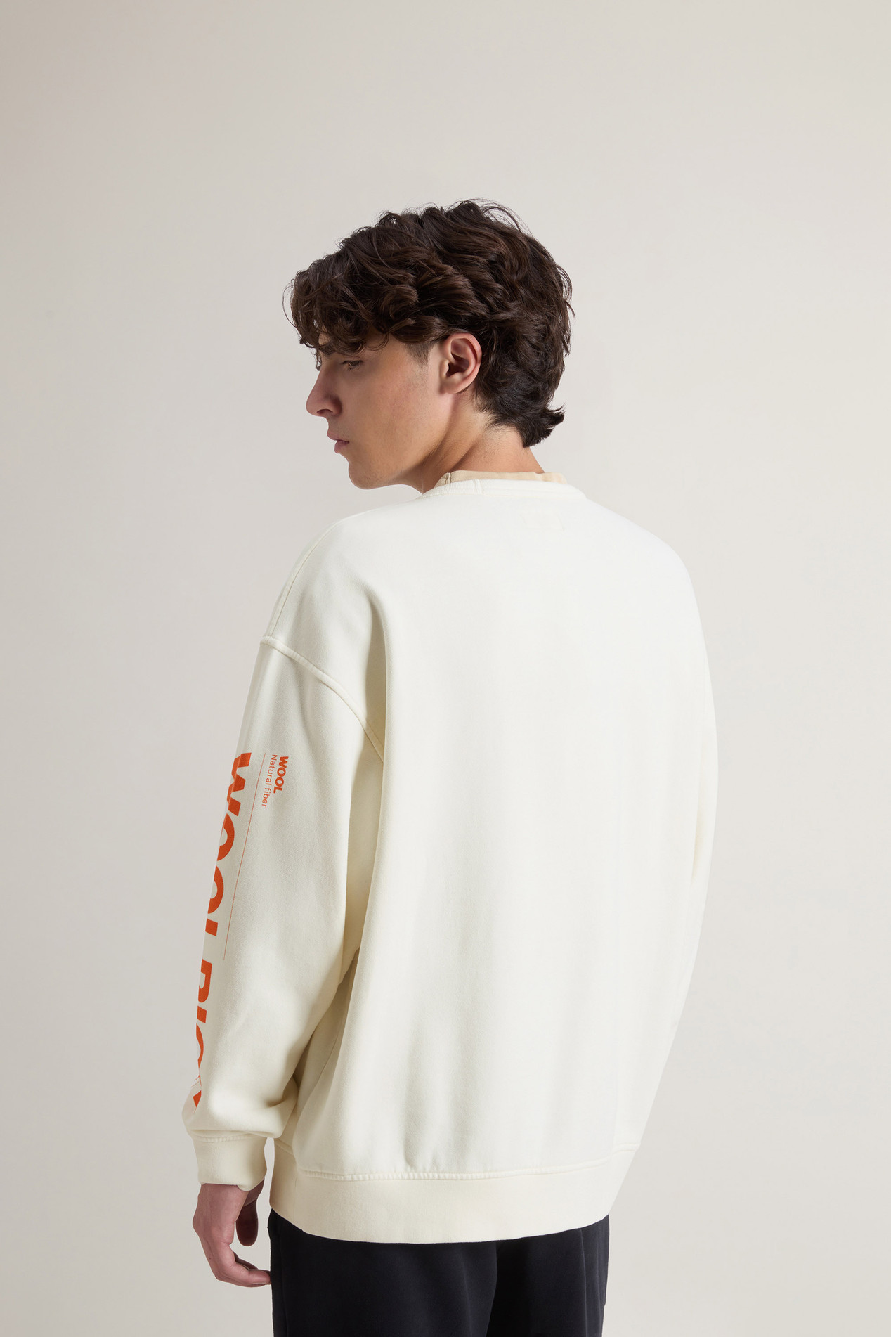 Teen Boys’ Crewneck Sweatshirt in Brushed Pure Cotton White photo 3 | Woolrich