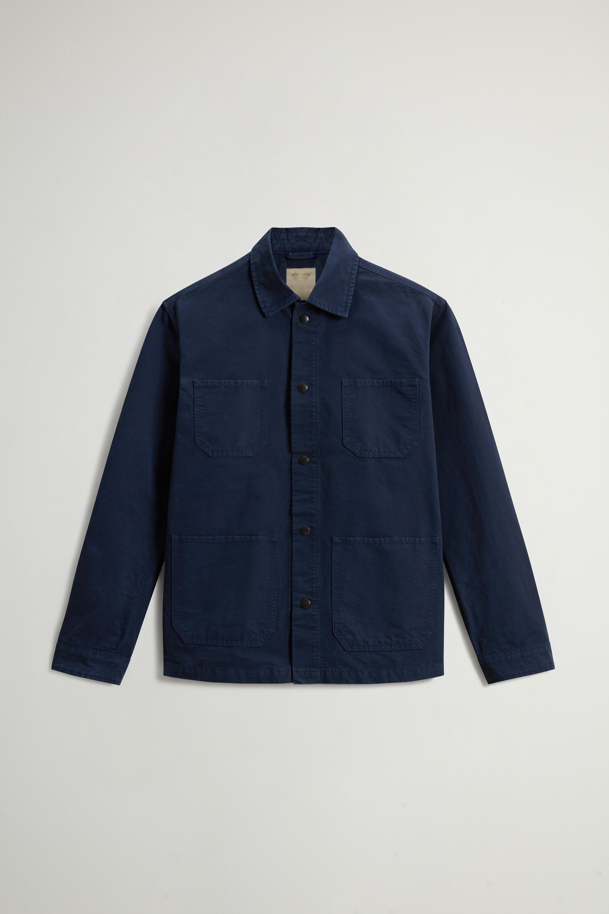 Garment-Dyed Pure Cotton Canvas Overshirt Blue photo 1 | Woolrich