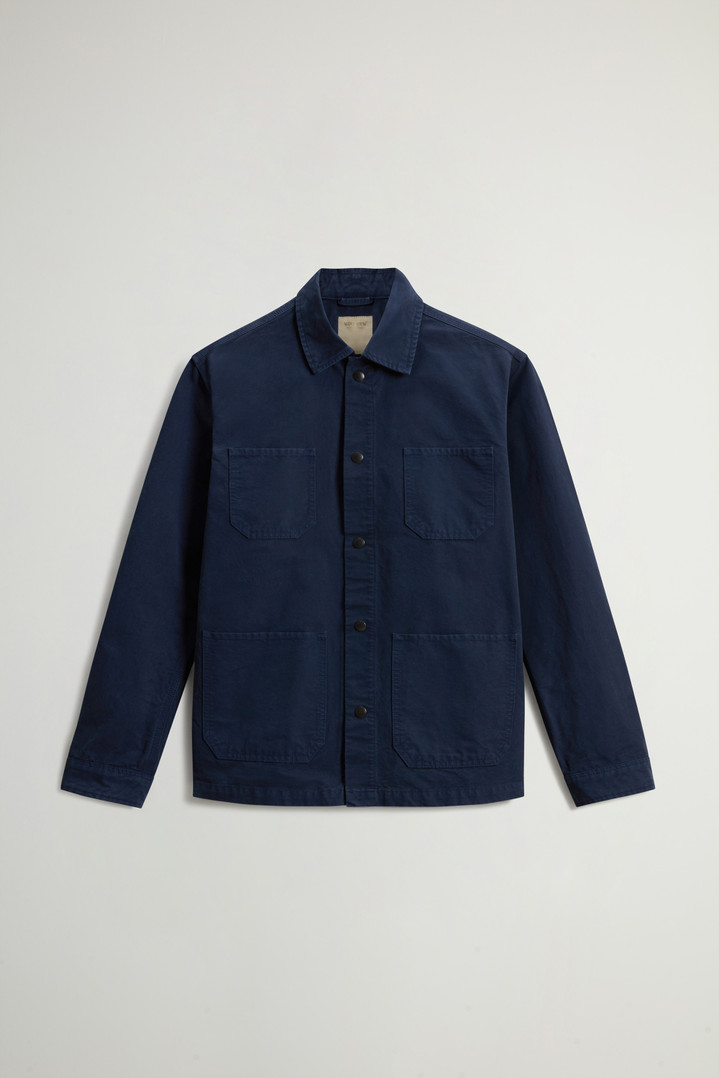 Garment-Dyed Pure Cotton Canvas Overshirt Blue photo 1 | Woolrich