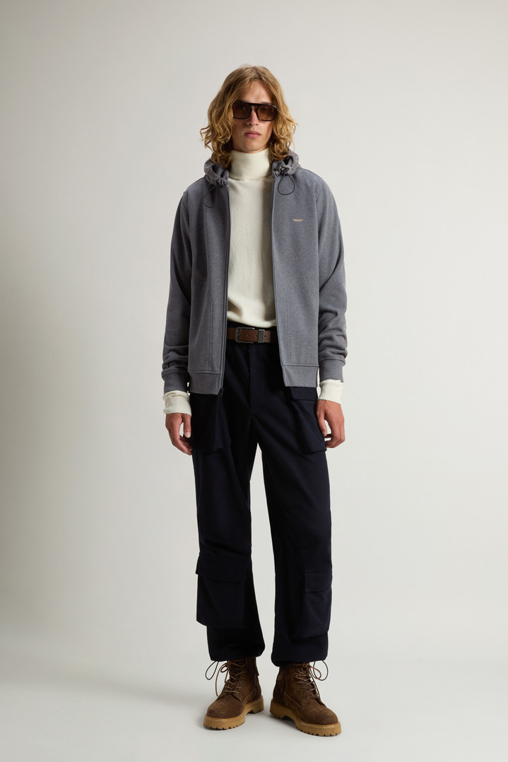 Hybrid Pure Cotton and Nylon Hoodie Gray photo 2 | Woolrich