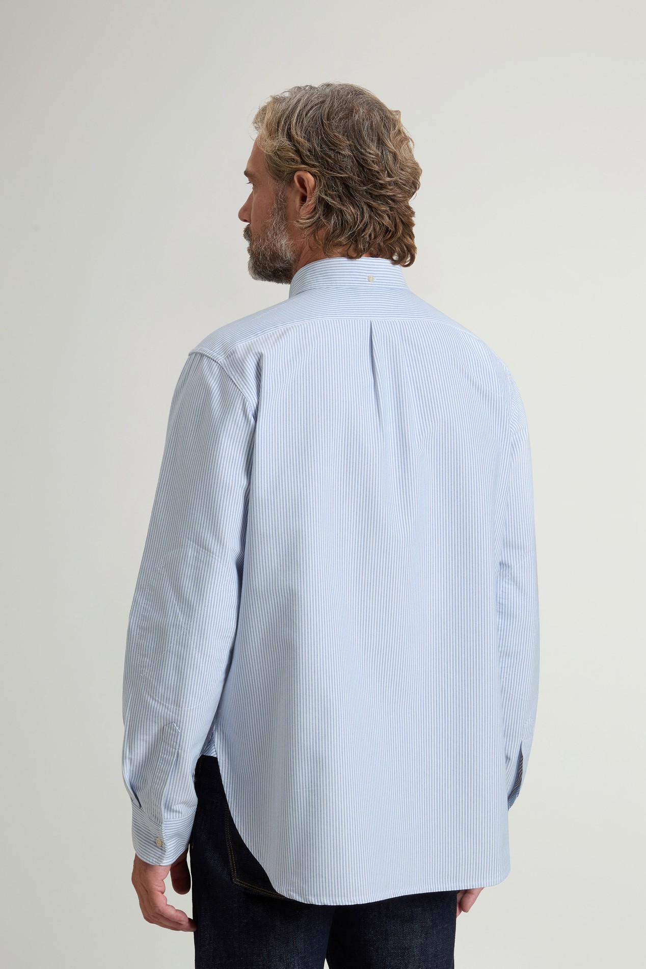 Gestreiftes Hemd aus einer Oxford-Baumwollmischung Blau photo 2 | Woolrich