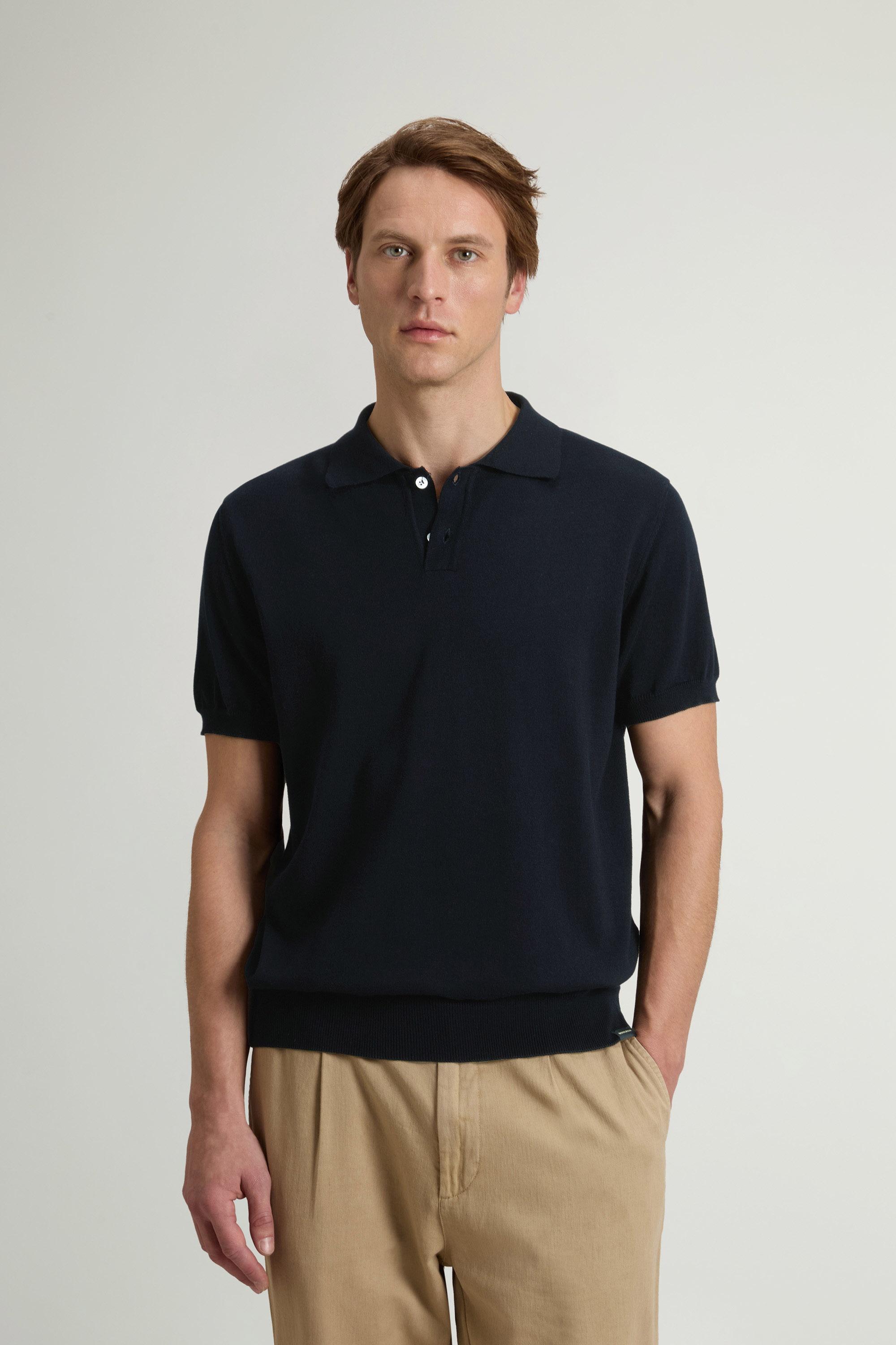 Poloshirt aus Strick aus reiner Baumwolle Blau photo 1 | Woolrich