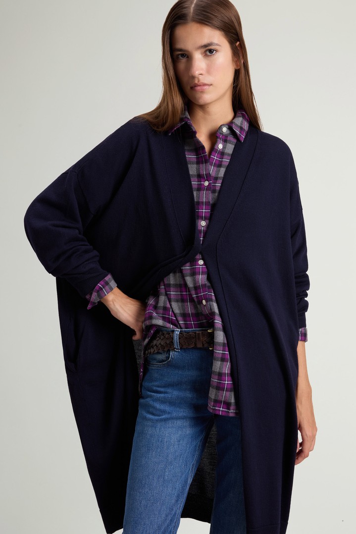 Long Cardigan in Pure Merino Virgin Wool Blue photo 4 | Woolrich
