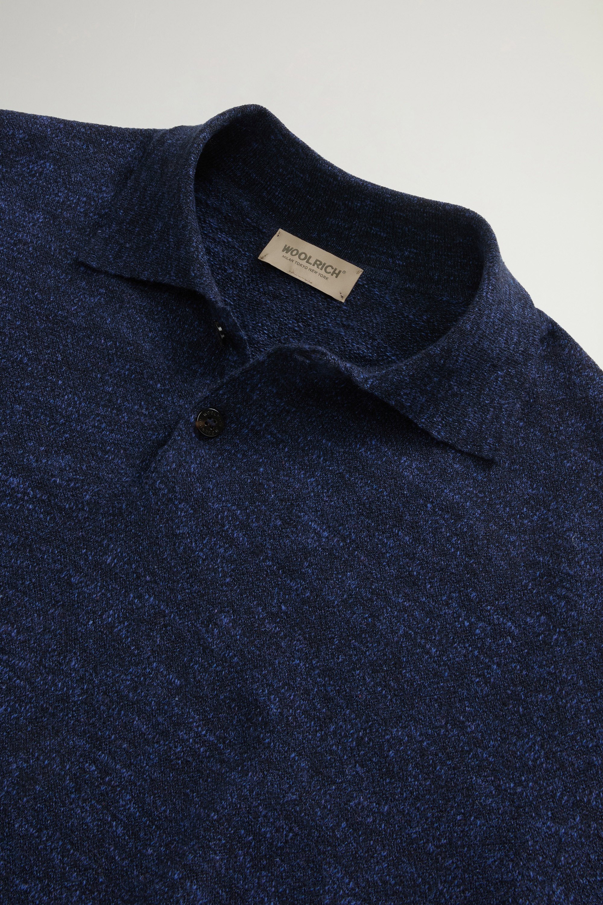 COTTON LINEN POLO Blue photo 6 | Woolrich