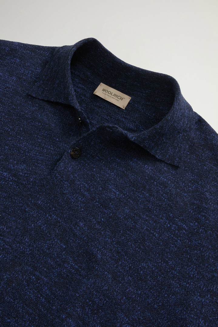 COTTON LINEN POLO Blue photo 6 | Woolrich