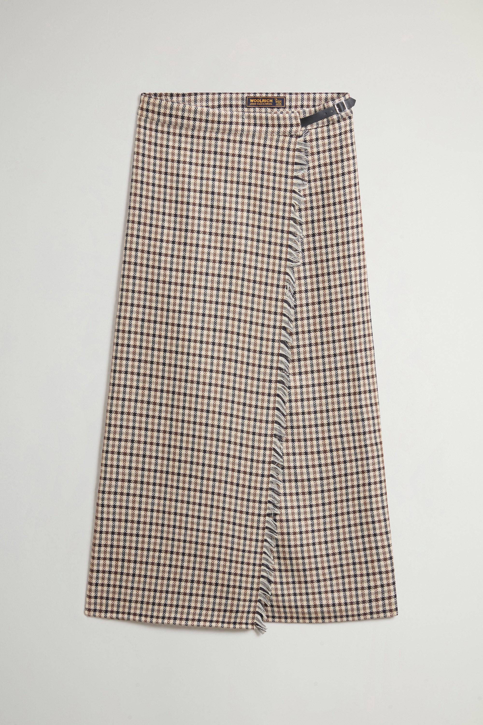 Checked Skirt in Wool Blend Beige photo 1 | Woolrich