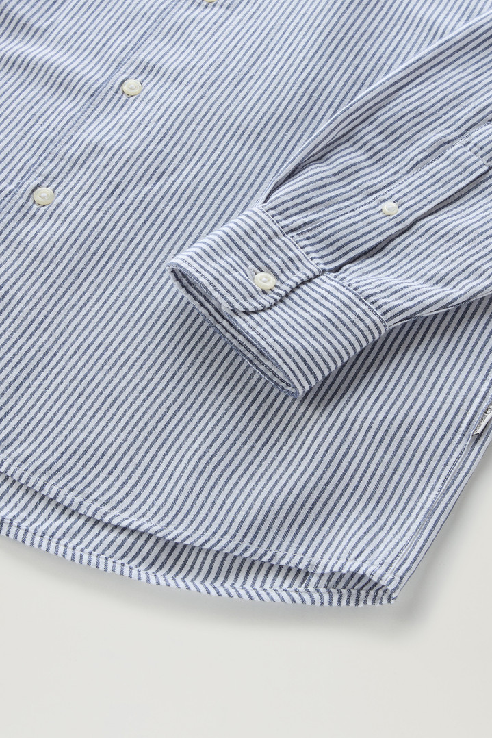 Striped Shirt in Cotton-Linen Blend Blue photo 3 | Woolrich
