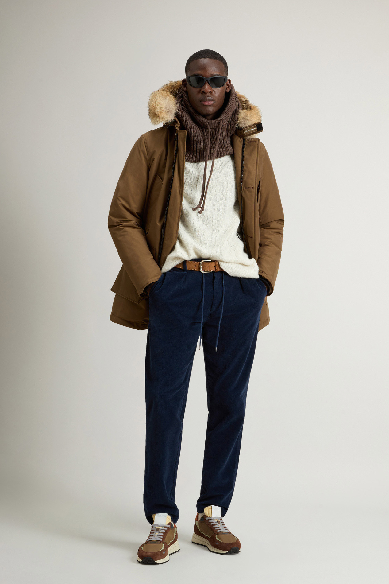 Arctic Parka in Ramar Cloth with Detachable Fur Trim Brown photo 2 | Woolrich