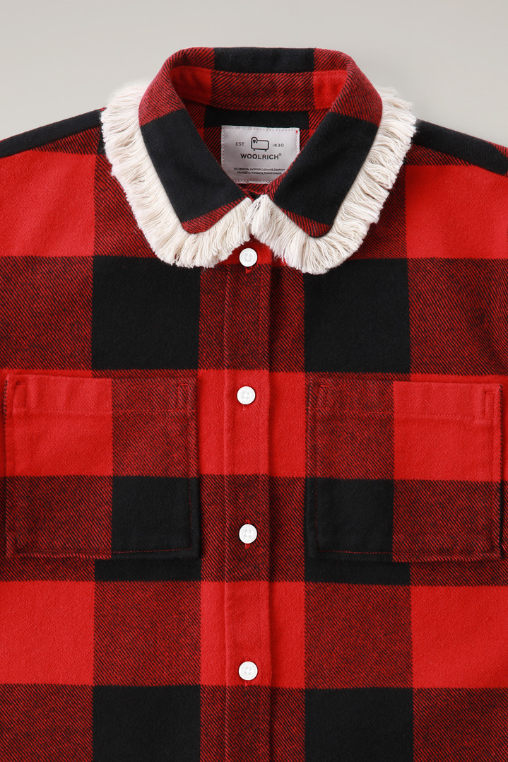 Girls' Flannel Buffalo Check Overshirt with Fringe Red photo 3 | Woolrich