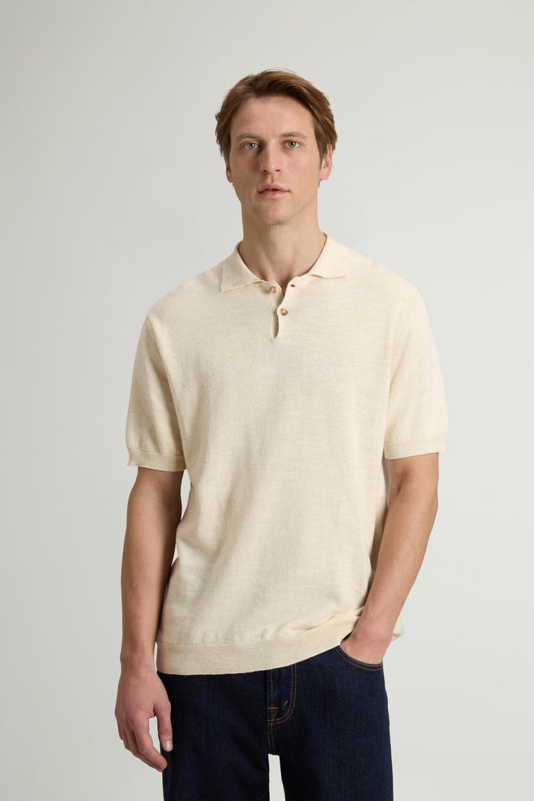 Poloshirt aus Strick aus einer Baumwoll-Leinen-Mischung Beige photo 1 | Woolrich