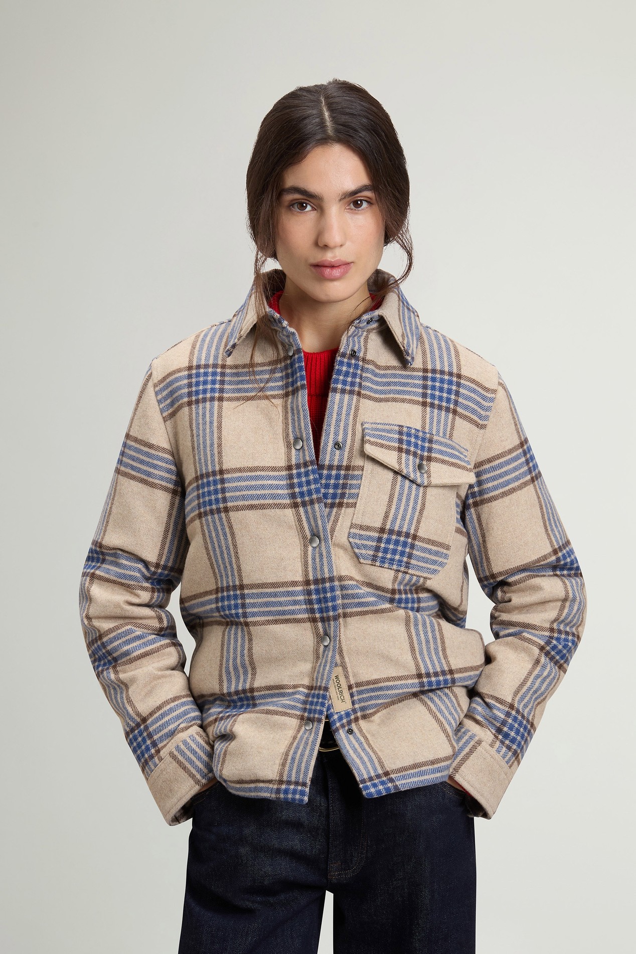 Alaskan Checked Overshirt in Padded Wool Blend Blue photo 1 | Woolrich