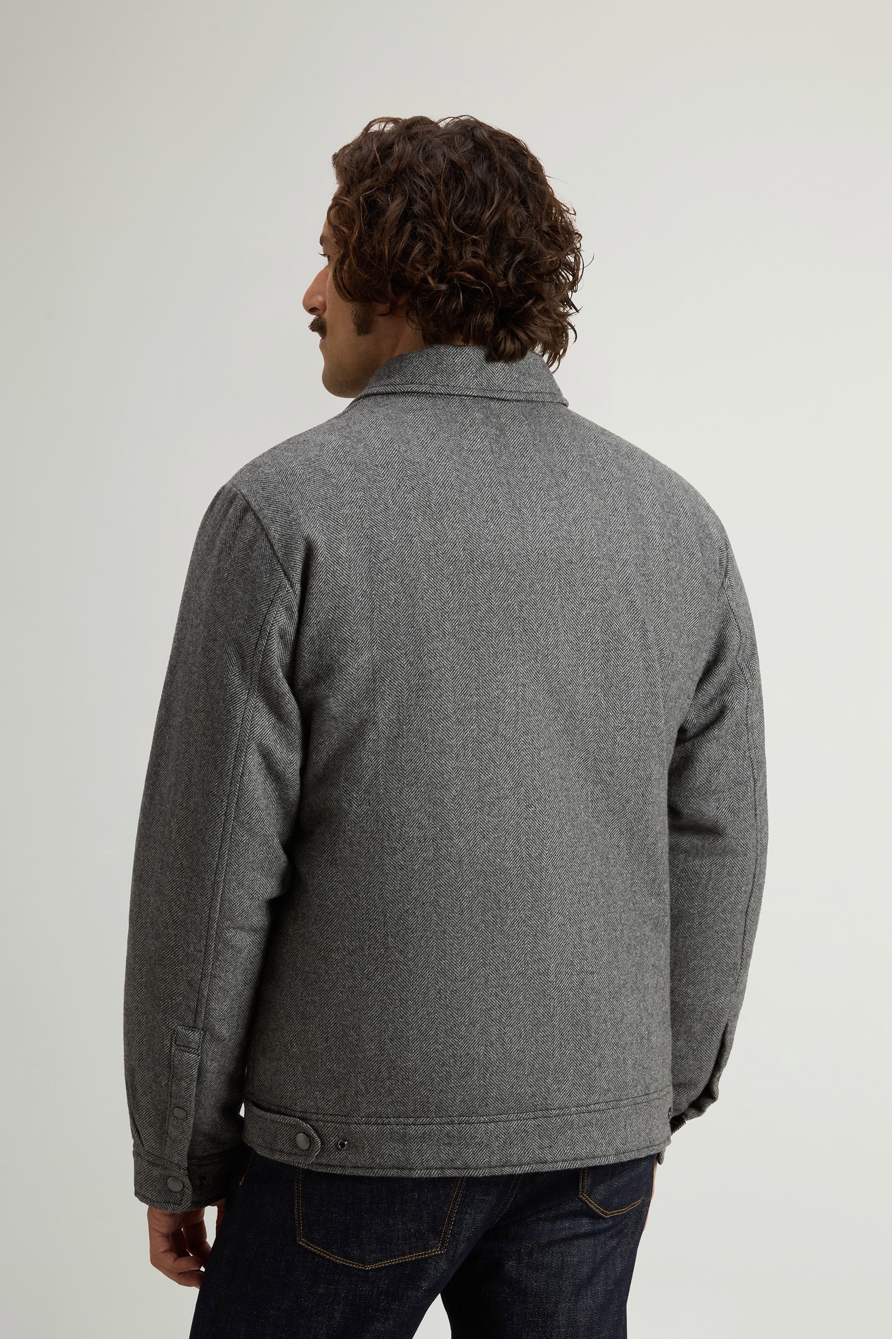 Checked Padded Overshirt in Recycled Italian Wool Blend Gray photo 3 | Woolrich