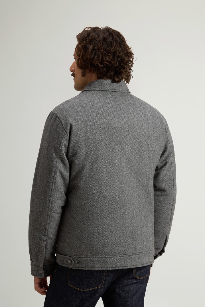 Checked Padded Overshirt in Recycled Italian Wool Blend Gray photo 3 | Woolrich