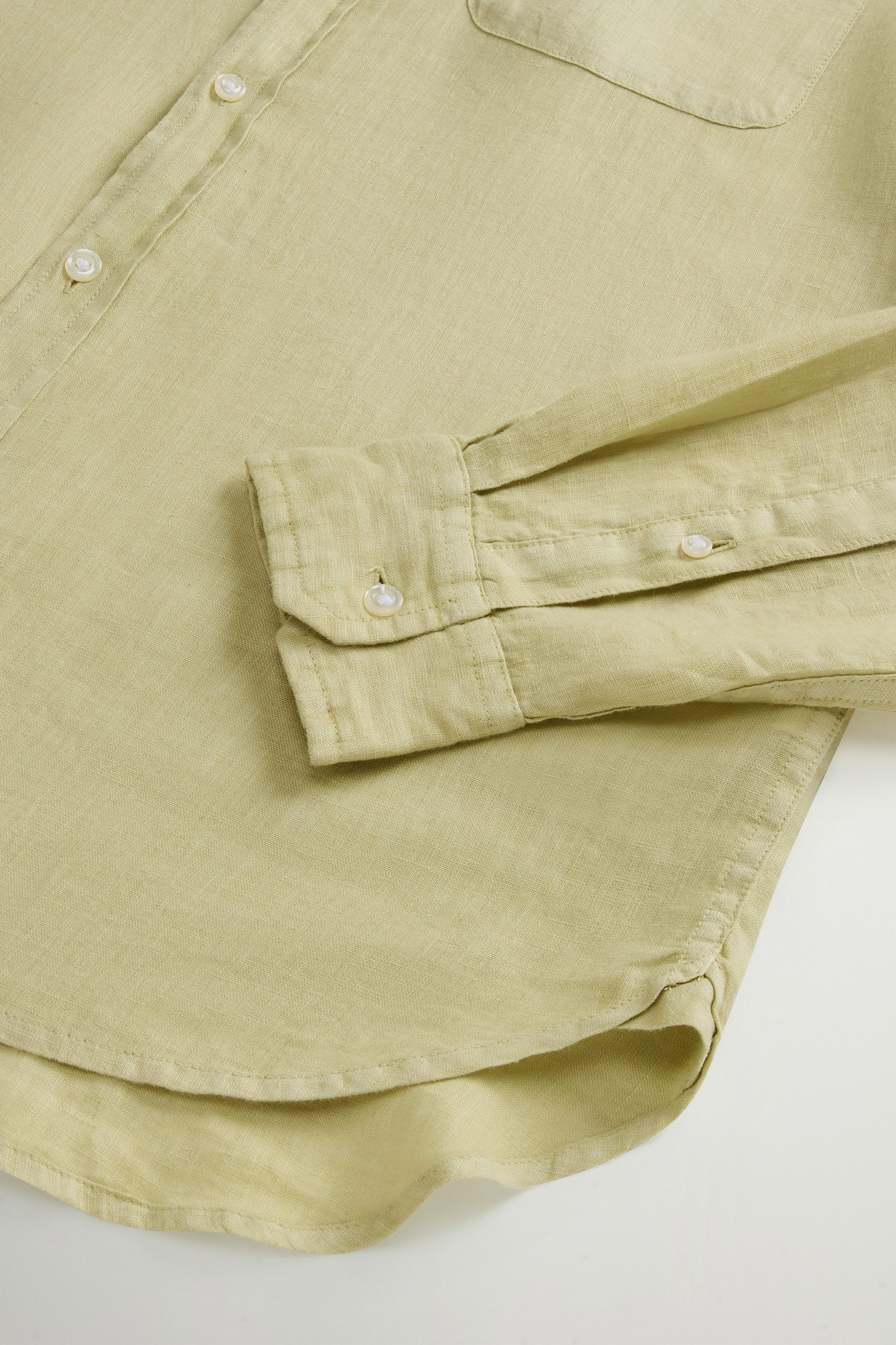 BAND COLLAR LINEN SHIRT Green photo 7 | Woolrich