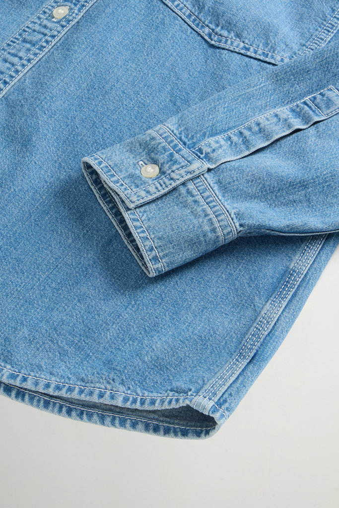 Shirt in Lightweight Pure Cotton Denim Blue photo 7 | Woolrich