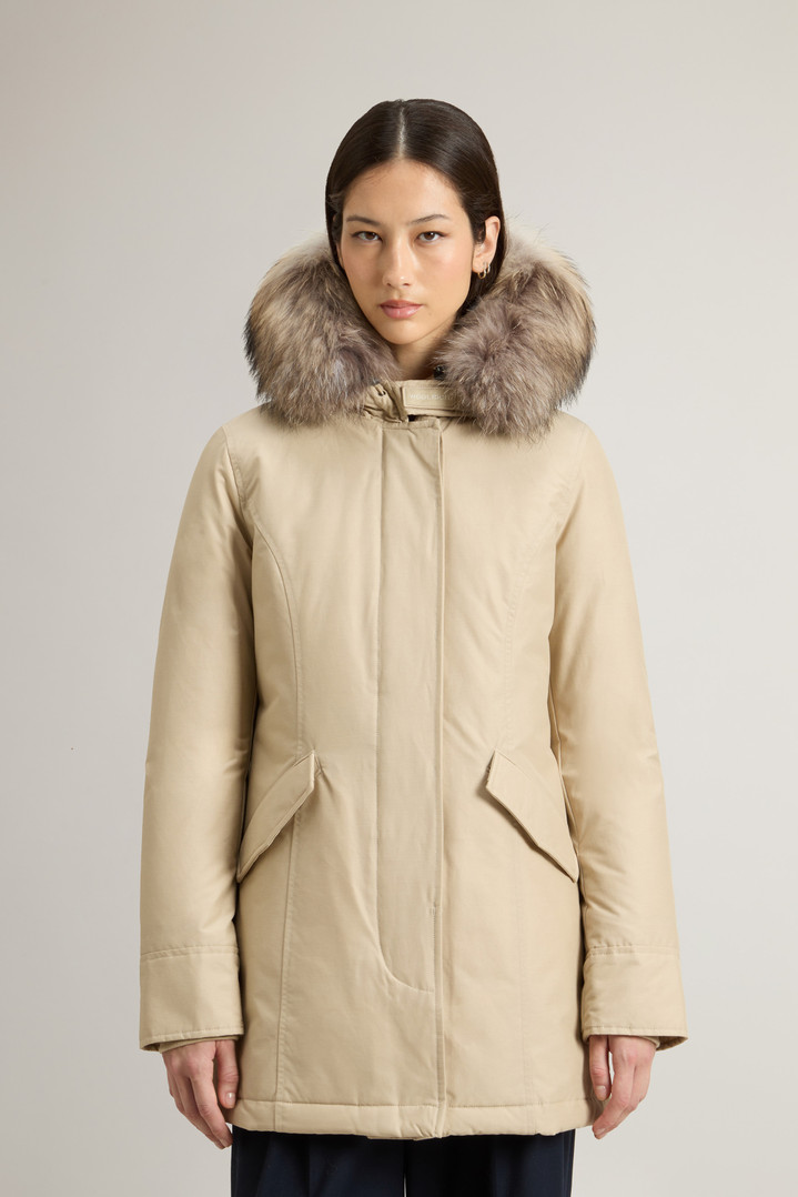 Arctic Parka in Ramar Cloth with Detachable Fur Trim Beige photo 1 | Woolrich