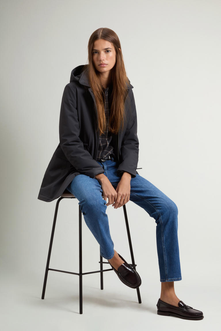Coat in Light Stretch with Removable Hood Gray photo 1 | Woolrich