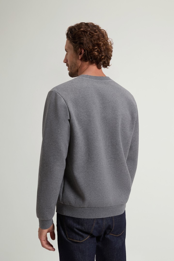 Crewneck Sweatshirt in Cotton-Blend Interlock with Logo Gray photo 3 | Woolrich