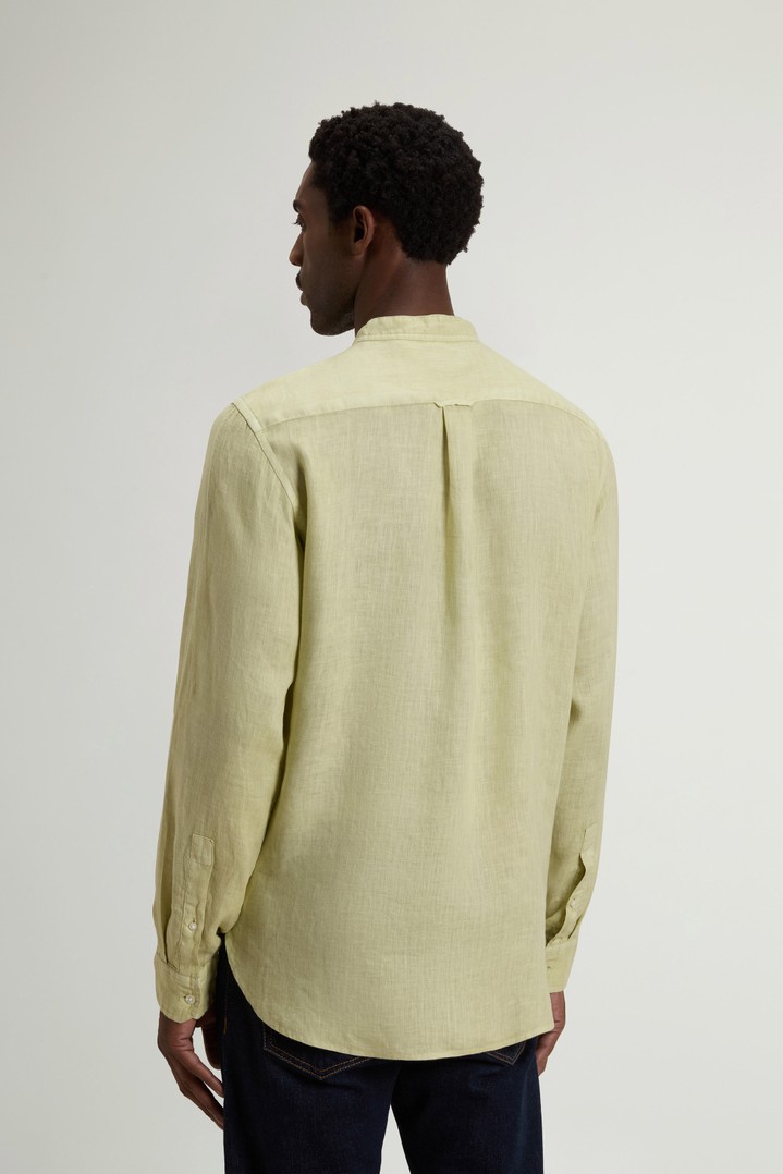 BAND COLLAR LINEN SHIRT Green photo 3 | Woolrich