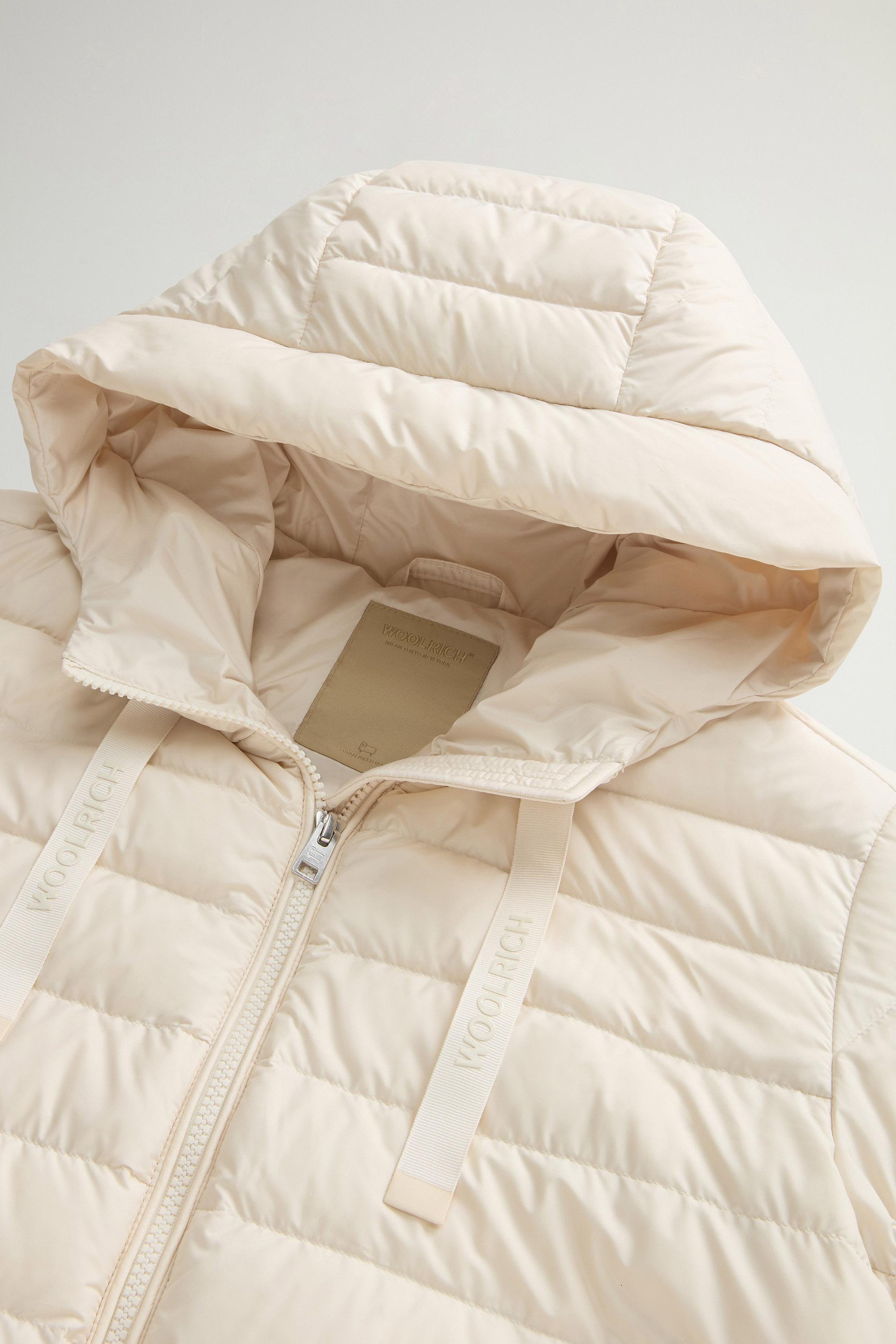 Lightweight Hooded Down Jacket in Microfiber White photo 6 | Woolrich