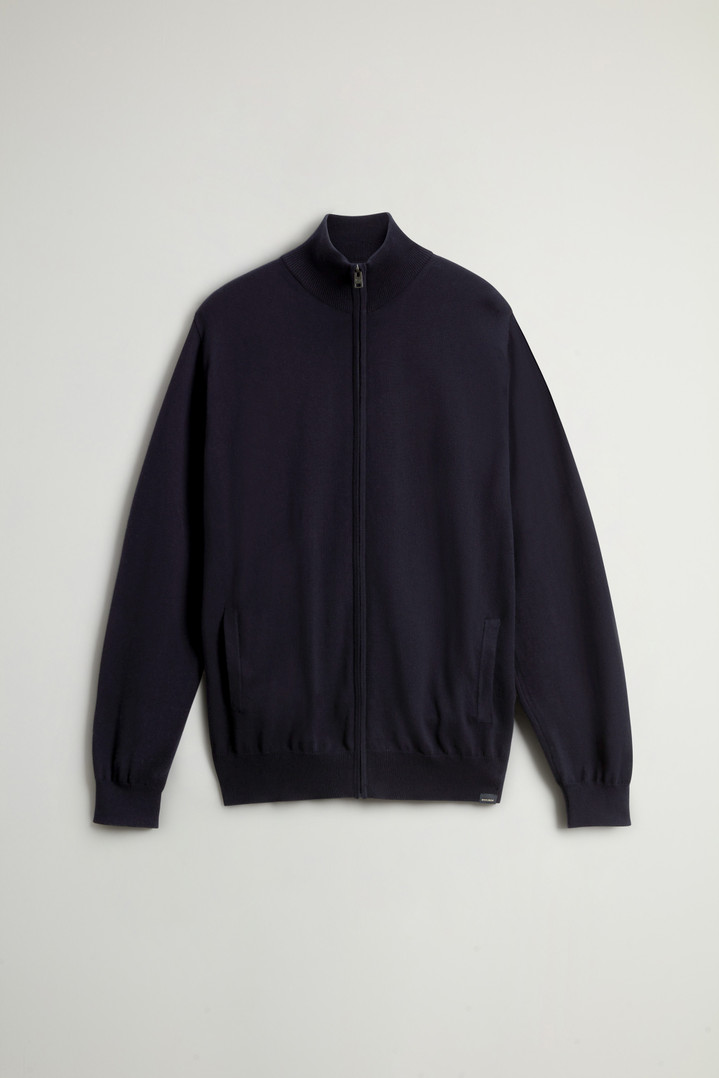 Pure Cotton Cardigan with Stand-Up Collar Blue photo 1 | Woolrich