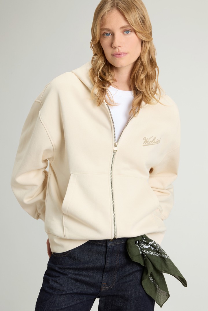 Zippered Hoodie in Pure Cotton White photo 4 | Woolrich