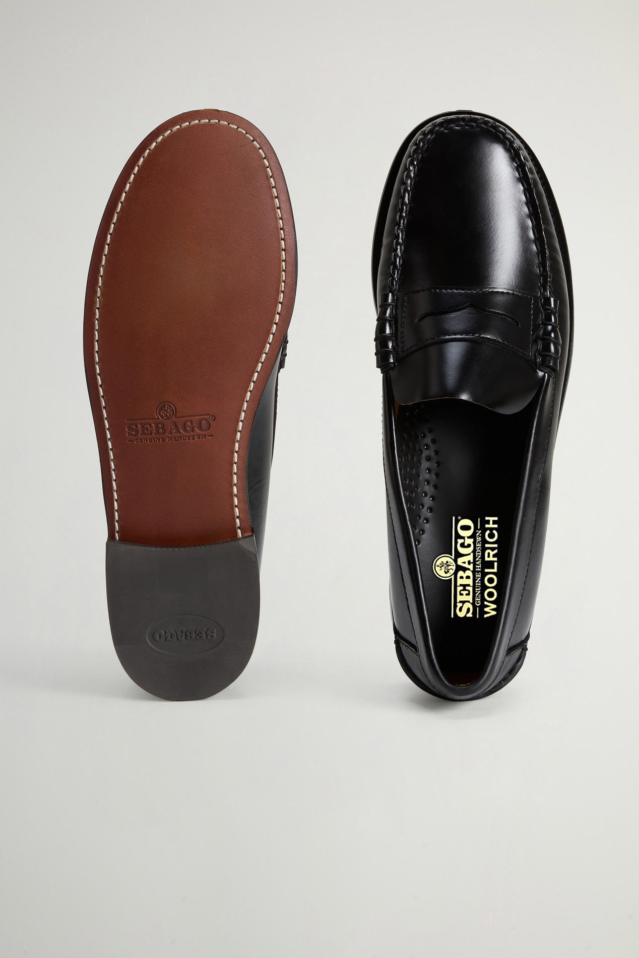 Dan Classic Mokassin Sebago x Woolrich aus Glattleder Schwarz photo 4 | Woolrich