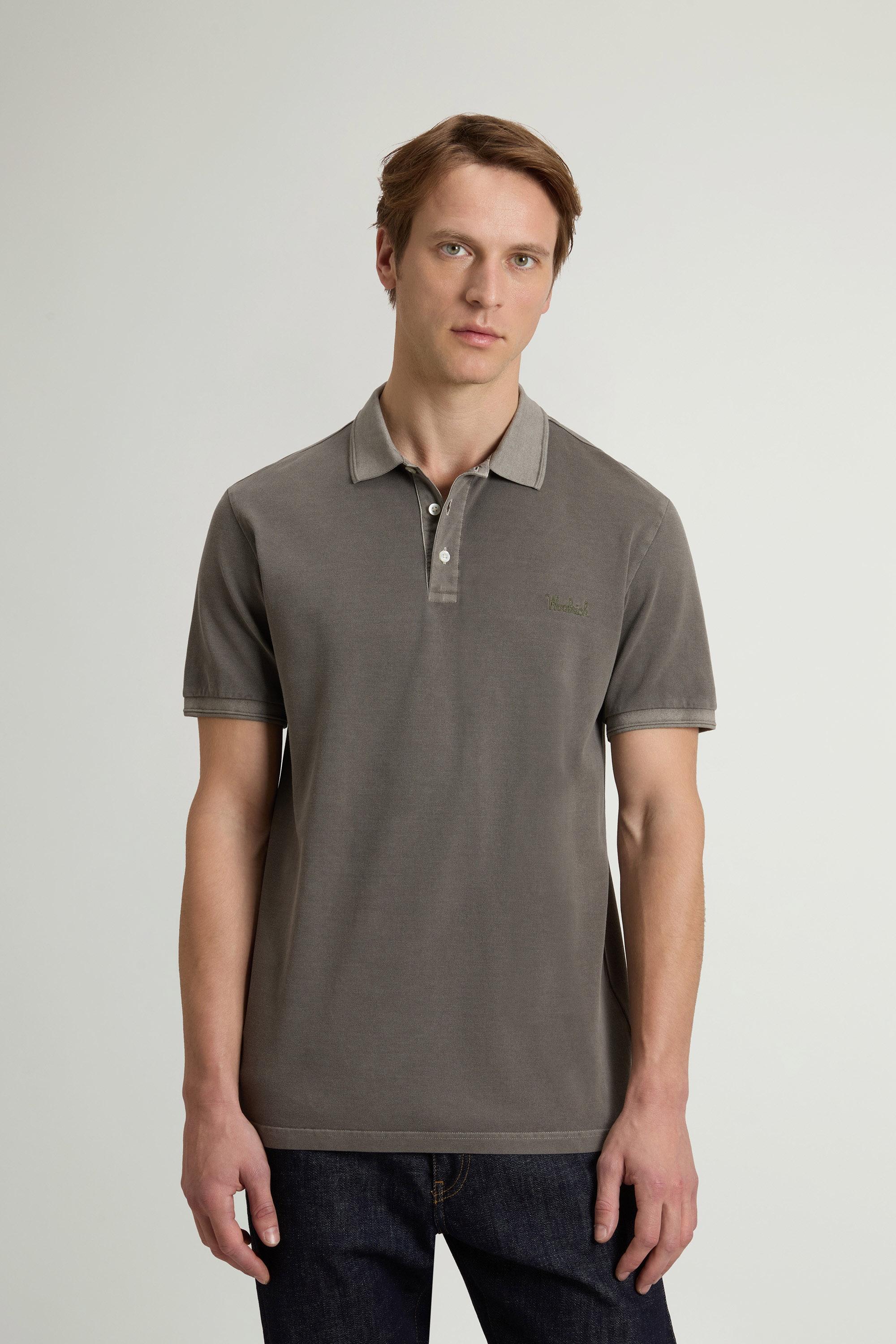 Garment-Dyed Mackinack Polo Shirt in Stretch Cotton Pique Green photo 1 | Woolrich