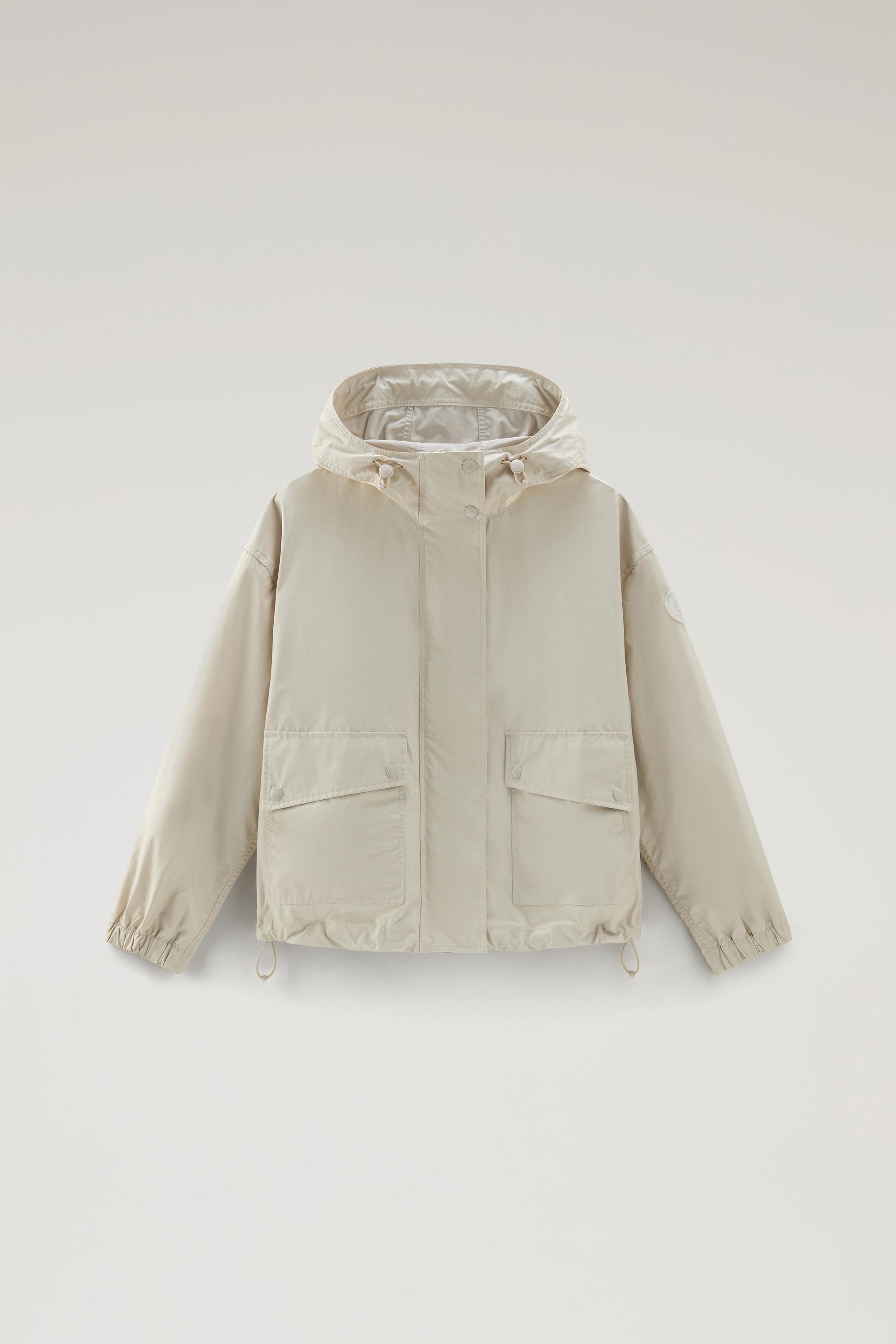 Waxed Jacket in Cotton Nylon Blend with Hood Beige photo 1 | Woolrich
