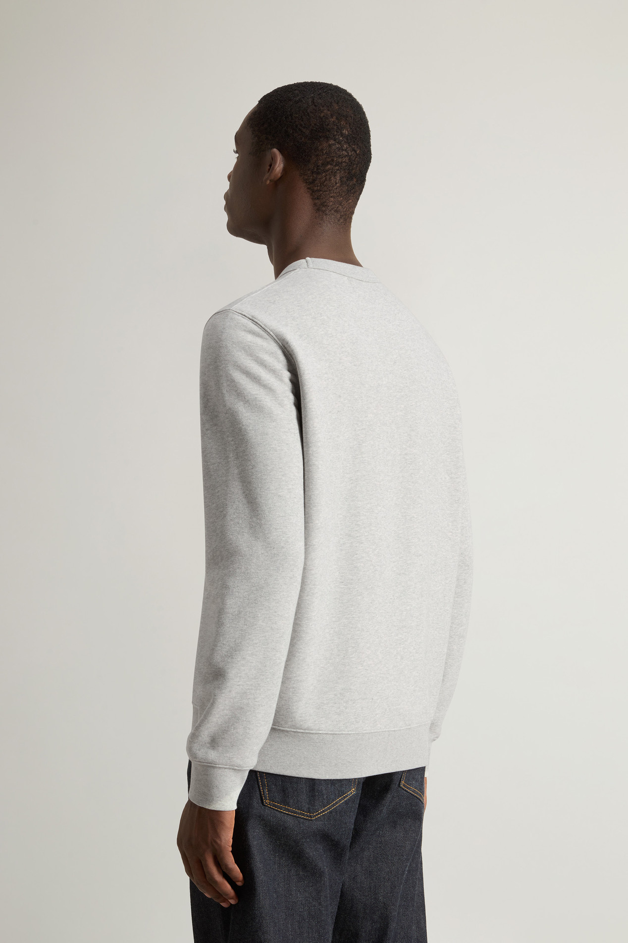 Crewneck Cotton Fleece Sweatshirt with Embroidered Logo Gray photo 3 | Woolrich