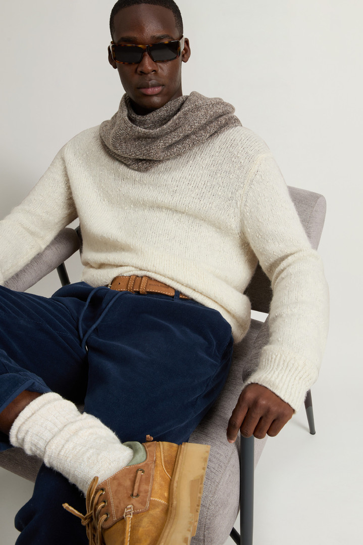 Cotton-, Alpaca and Wool-Blend Crewneck Sweater White photo 4 | Woolrich