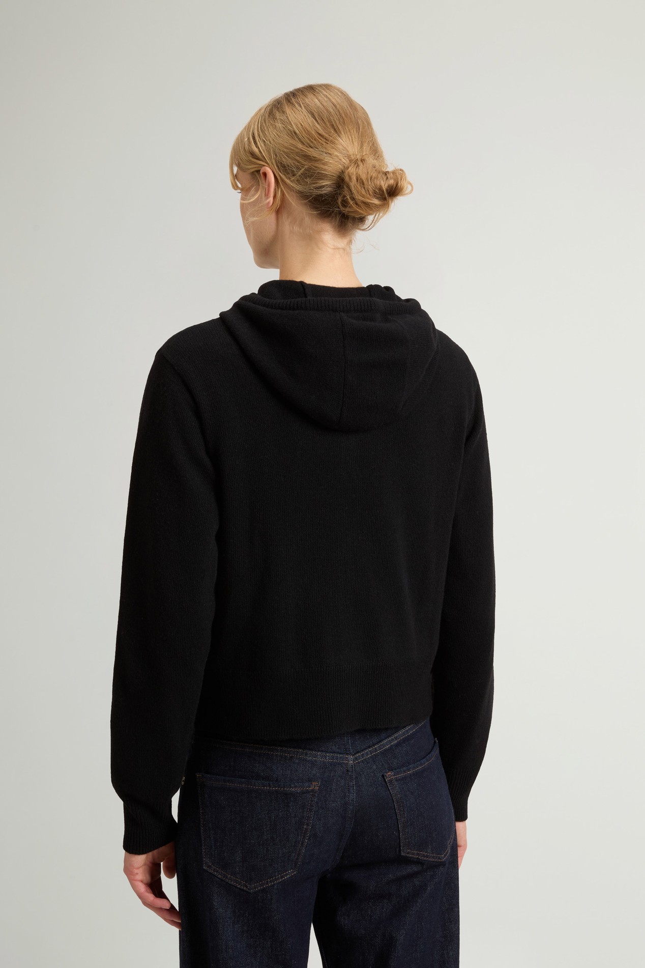 Hooded Full-Zipper Sweater in Wool and Cashmere Blend Black photo 3 | Woolrich