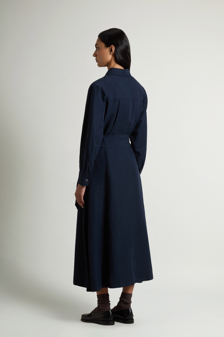 Shirt Dress in Linen Blend with Belt Blue photo 3 | Woolrich