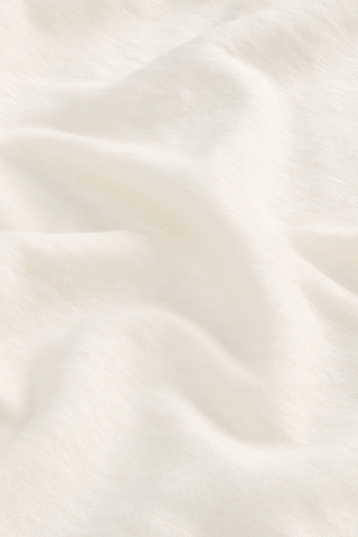 Pure Linen T-Shirt with Embroidered Logo White photo 3 | Woolrich