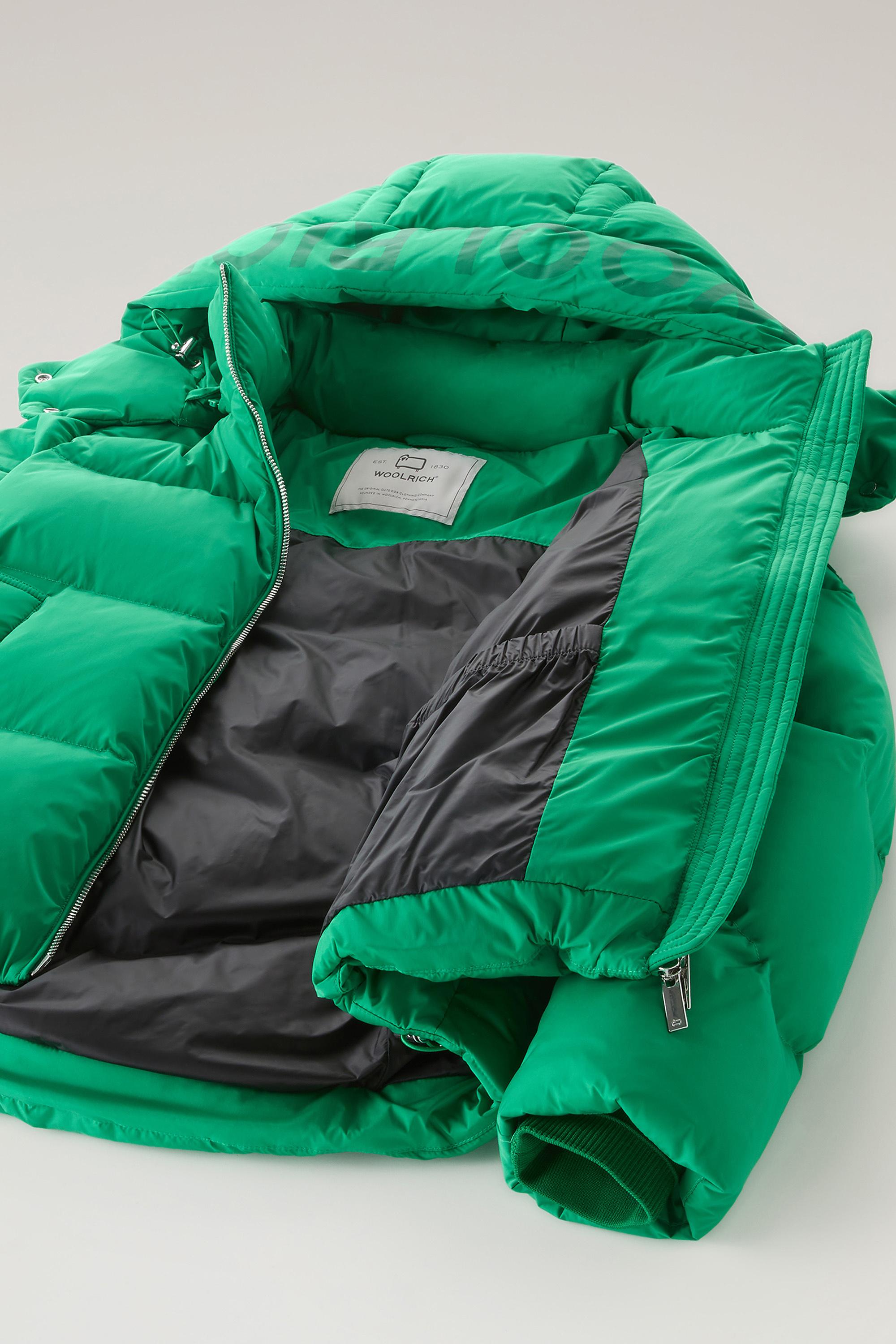 Short Alsea Down Jacket in Stretch Nylon with Detachable Hood Green photo 6 | Woolrich