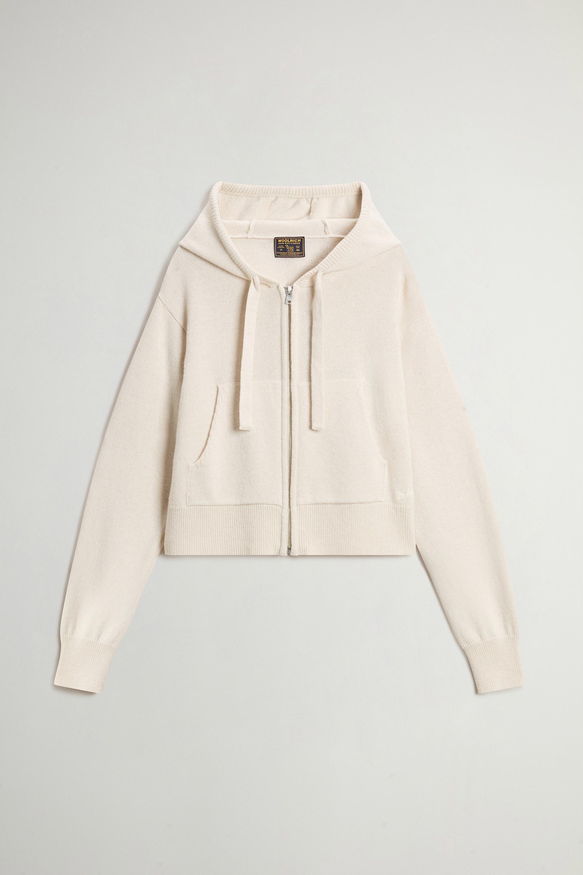 Hooded Full-Zipper Sweater in Wool and Cashmere Blend White photo 5 | Woolrich