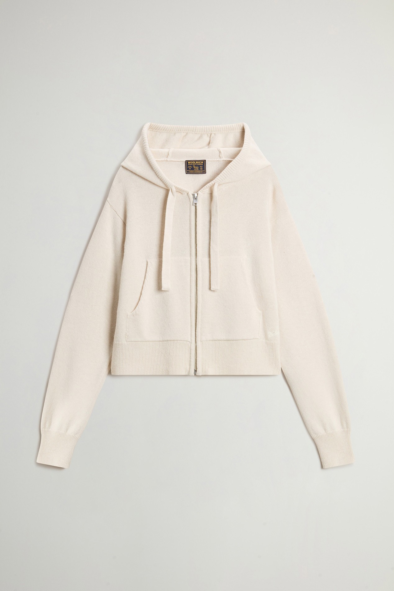 Hooded Full-Zipper Sweater in Wool and Cashmere Blend White photo 5 | Woolrich
