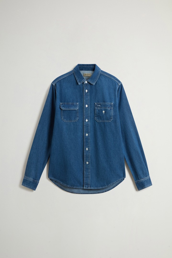 Shirt in Lightweight Pure Cotton Denim Blue photo 5 | Woolrich