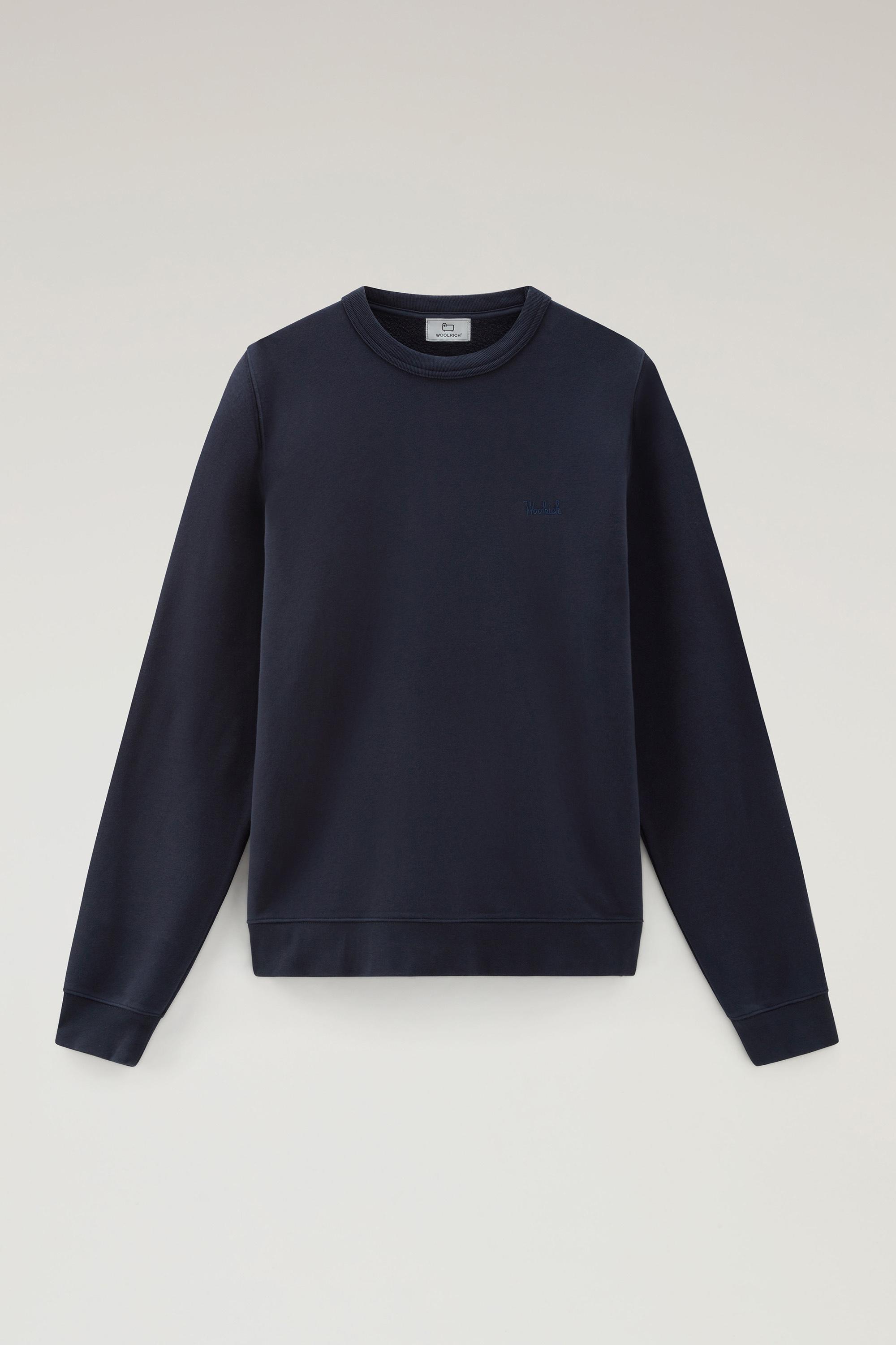 Crewneck Cotton Fleece Sweatshirt with Embroidered Logo Blue photo 1 | Woolrich