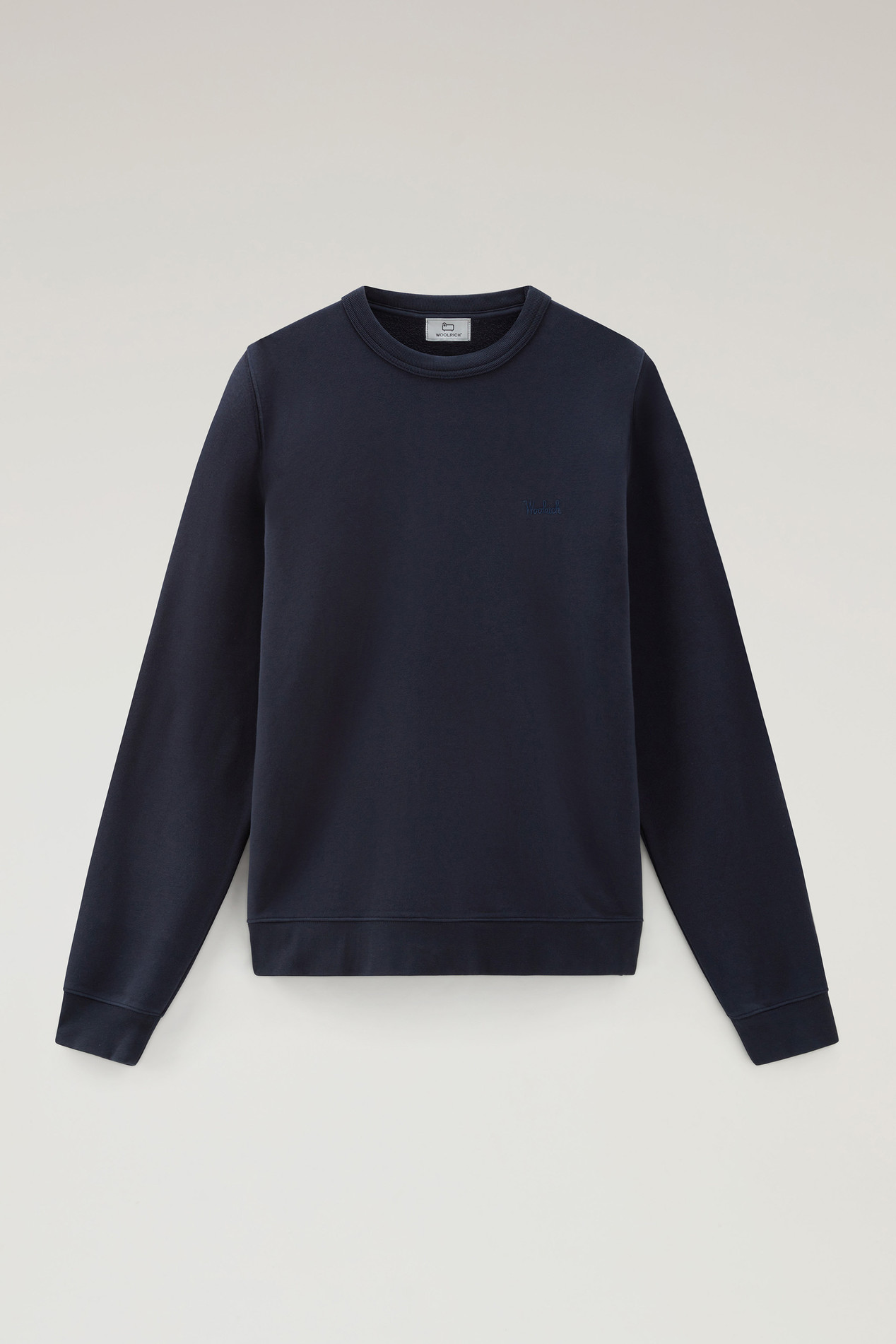 Crewneck Cotton Fleece Sweatshirt with Embroidered Logo Blue photo 1 | Woolrich