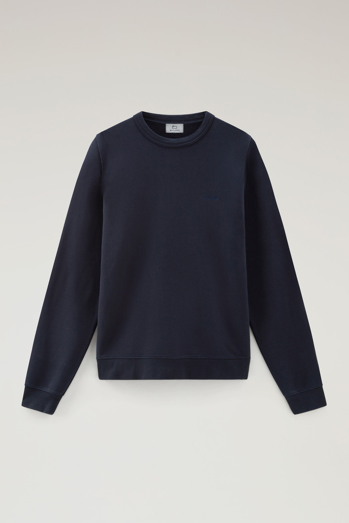 Crewneck Cotton Fleece Sweatshirt with Embroidered Logo Blue photo 1 | Woolrich