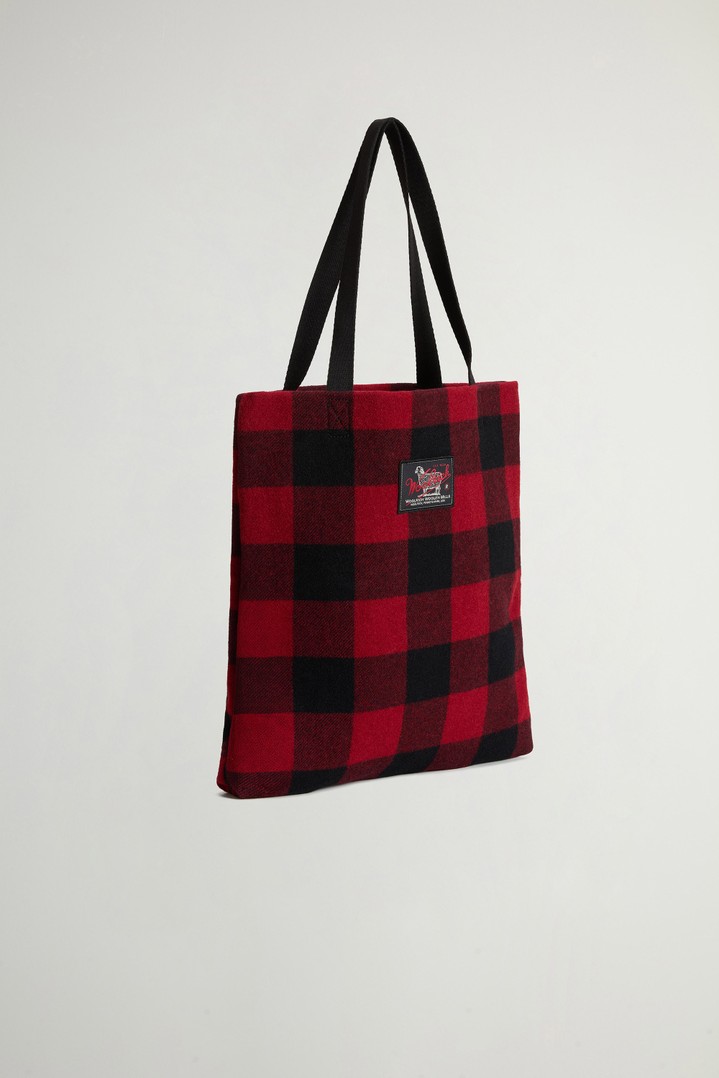 Medium Tote Bag in Checked Italian Wool Blend Red photo 2 | Woolrich